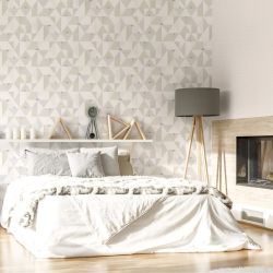 Papier peint expansé sur intissé graphique beige et gris irisé NOVARA - Géométrique par Erismann - 10119-14