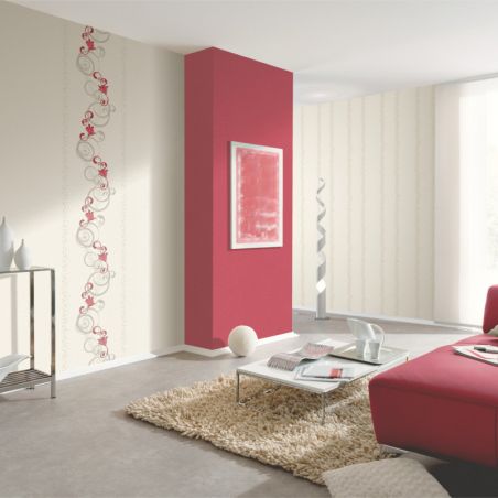 Papier peint vinyle expansé sur intissé floral framboise et gris pailleté CLEMATITE - Fleur par Erismann - 13287-20 Papier peint vinyle expansé sur intissé floral framboise et gris pailleté CLEMATITE - Fleur par Erismann - 13287-20