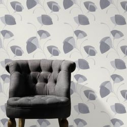 Papier peint vinyle sur intissé floral gris pailleté et blanc cassé EVENTAIL - Fleur par Erismann - 02458-10