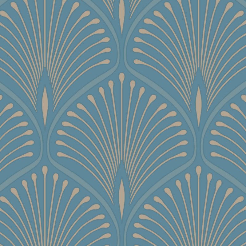 Papier peint expansé sur intissé graphique turquoise et doré LAYLA GRAND HOTEL - Stylist par Grandeco - GV3104