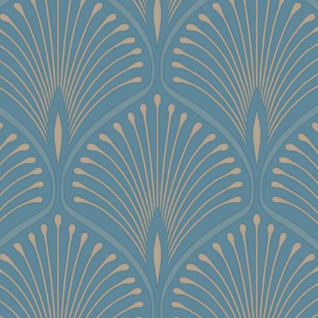 Papier peint expansé sur intissé graphique turquoise et doré LAYLA GRAND HOTEL - Stylist par Grandeco - GV3104