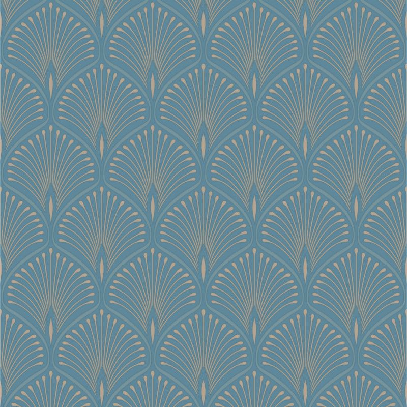 Papier peint expansé sur intissé graphique turquoise et doré LAYLA GRAND HOTEL - Stylist par Grandeco - GV3104