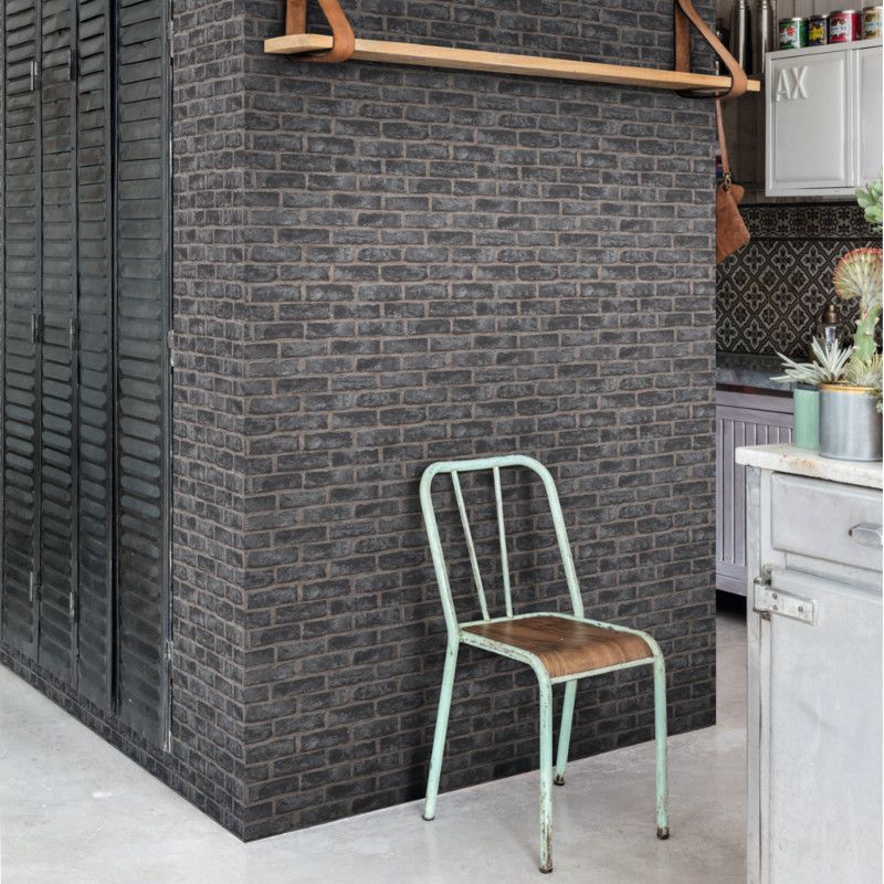 Papier peint vinyle sur intissé trompe l'œil noir et gris EXPOSURE - Géométrique par Grandeco - EP2304