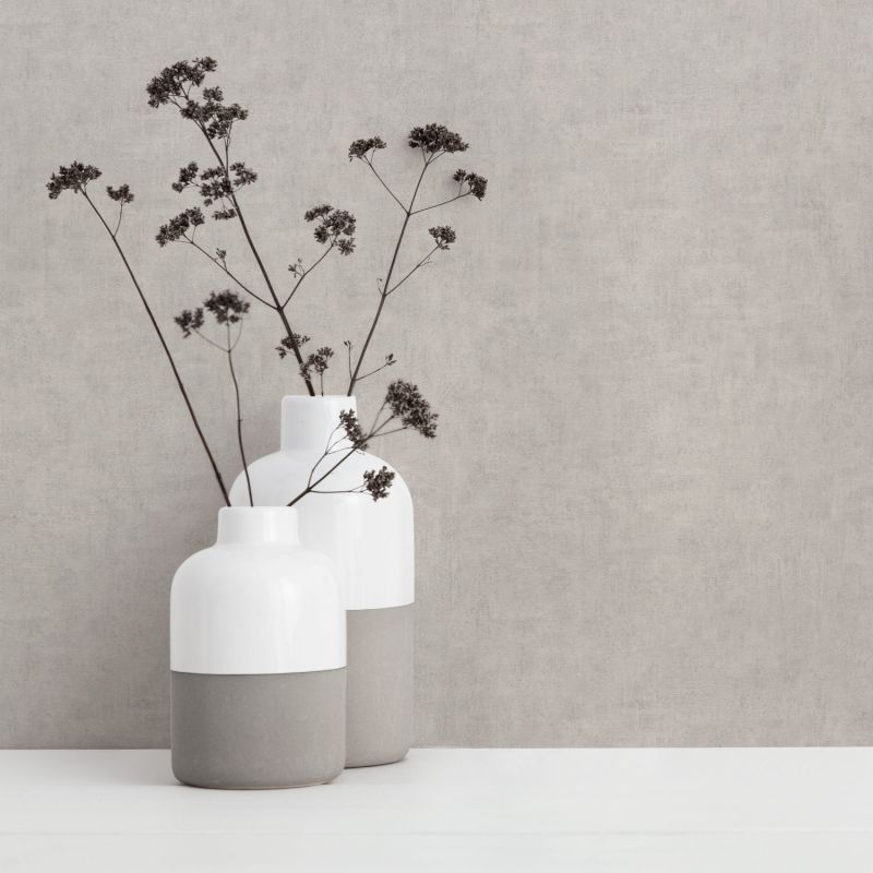 Papier peint vinyle sur intissé uni gris moyen patiné PATINE - Essentiel par Grandeco - VOA-010-028