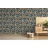 Papier peint vinyle sur papier floral bleu et doré PALME VOGUE - Fleur par Grandeco - A45303