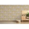 Papier peint vinyle sur papier floral jaune et argenté PALME VOGUE - Fleur par Grandeco - A45301
