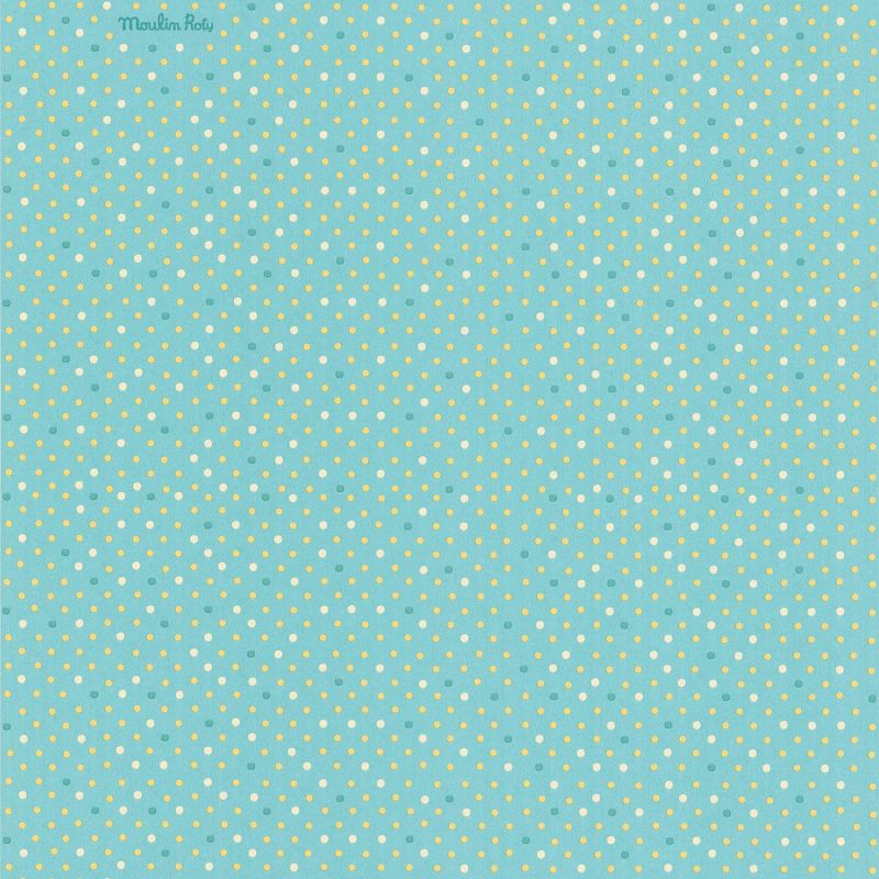 Papier peint standard graphique vert d'eau et bleu POIS JOLI - Moulin Roty par Lutèce - 629403