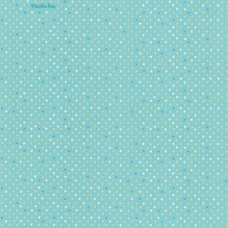 Papier peint standard graphique vert d'eau et bleu POIS JOLI - Moulin Roty par Lutèce - 629403