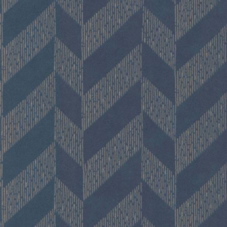 Papier peint vinyle expansé sur intissé graphique bleu nuit et argenté CHEVRON DECALE - Variation par Lutèce - 11162101