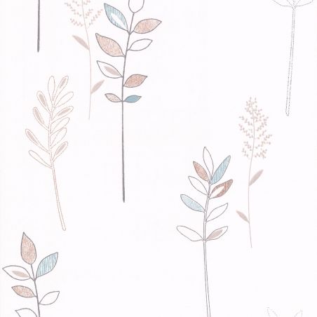 Papier peint expansé sur intissé floral gris et bleu FEUILLAGE - Fleur par Lutèce - 11200301