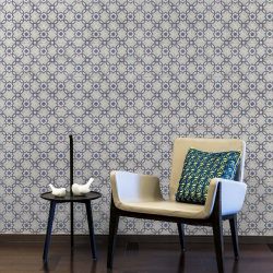 Papier peint vinyle sur intissé graphique bleu de prusse et bleu RETRO VINTAGE - Géométrique par Lutèce - 51170201