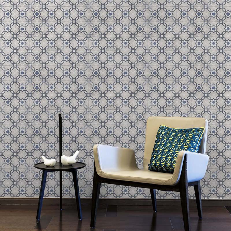 Papier peint vinyle sur intissé graphique bleu de prusse et bleu RETRO VINTAGE - Géométrique par Lutèce - 51170201