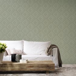 Papier peint expansé sur intissé graphique vert kaki et doré GIULIA - Novamur par Lutèce - 6779-30