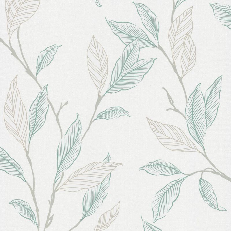 Papier peint expansé sur intissé floral vert sauge et céladon FEUILLAGE - Fleur par Lutèce - 51211901
