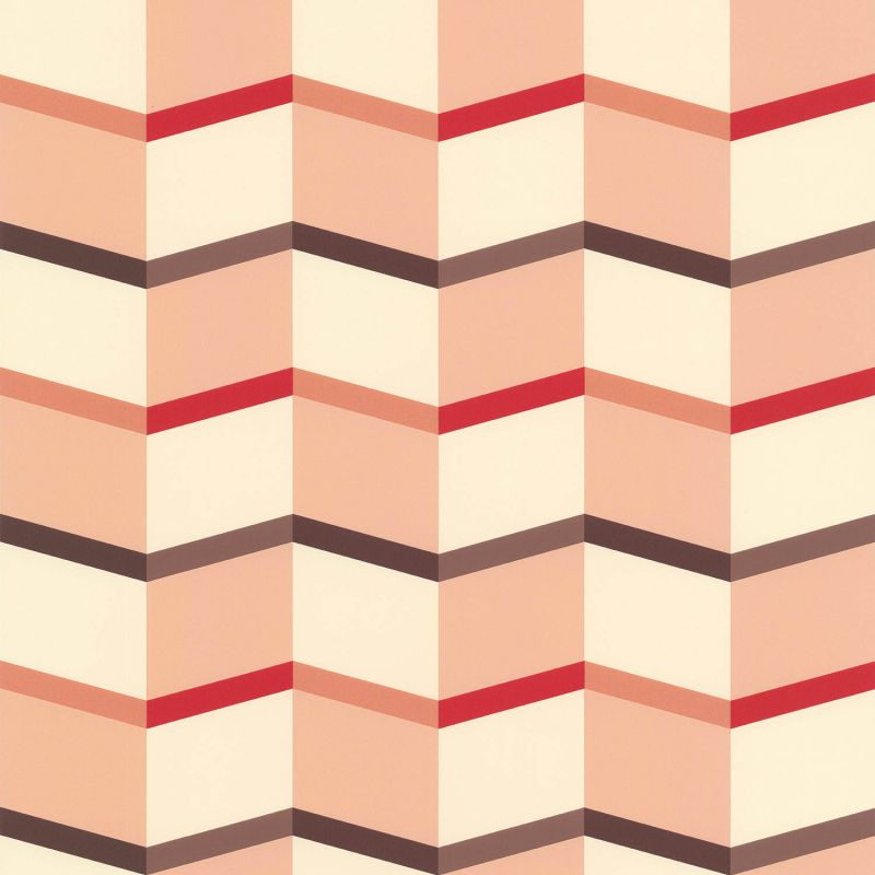 Papier peint vinyle sur intissé graphique saumon et beige STAIRS - Bensimon par Lutèce - 51172703