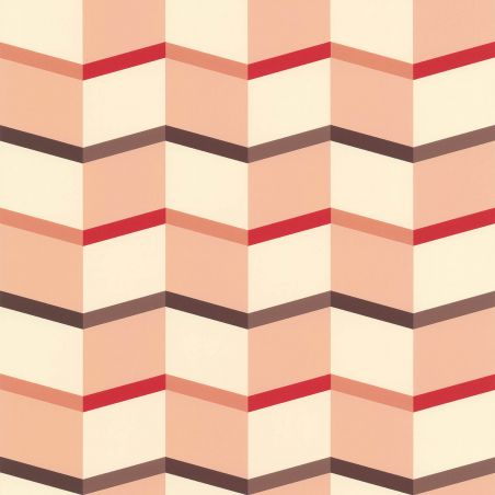 Papier peint vinyle sur intissé graphique saumon et beige STAIRS - Bensimon par Lutèce - 51172703
