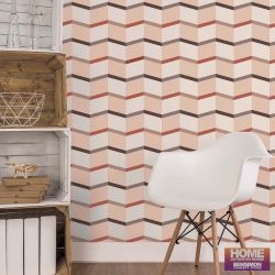 Papier peint vinyle sur intissé graphique saumon et beige STAIRS - Bensimon par Lutèce - 51172703