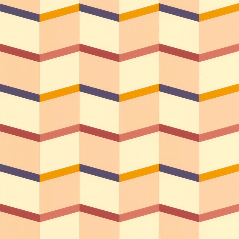 Papier peint vinyle sur intissé graphique terracotta et bleu marine STAIRS - Bensimon par Lutèce - 51172707