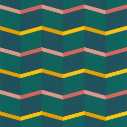 Papier peint vinyle sur intissé graphique vert bouteille et Jaune STAIRS - Bensimon par Lutèce - 51172704