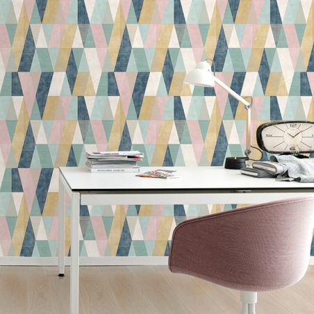 Papier peint standard graphique bleu et jaune ARLEQUIN - Géométrique par Rasch - 211139