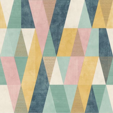 Papier peint standard graphique bleu et jaune ARLEQUIN - Géométrique par Rasch - 211139