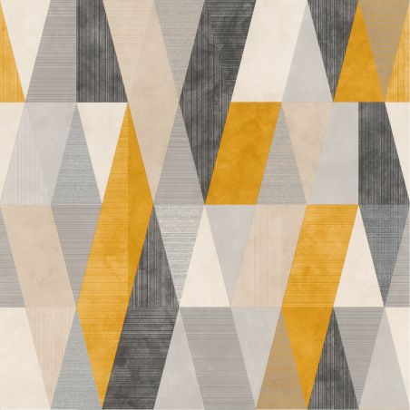 Papier peint standard graphique gris et moutarde ARLEQUIN - Géométrique par Rasch - 211146