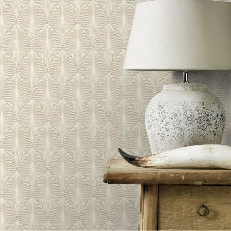Papier peint expansé sur intissé graphique beige et taupe irisé YUCATAN - Géométrique par Rasch - 535815