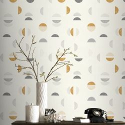 Papier peint expansé sur intissé graphique gris et camel POP SQUIRCLE - Géométrique par Rasch - 500554