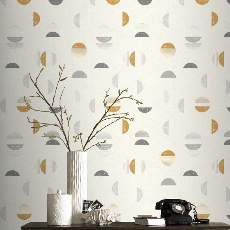 Papier peint expansé sur intissé graphique gris et camel POP SQUIRCLE - Géométrique par Rasch - 500554