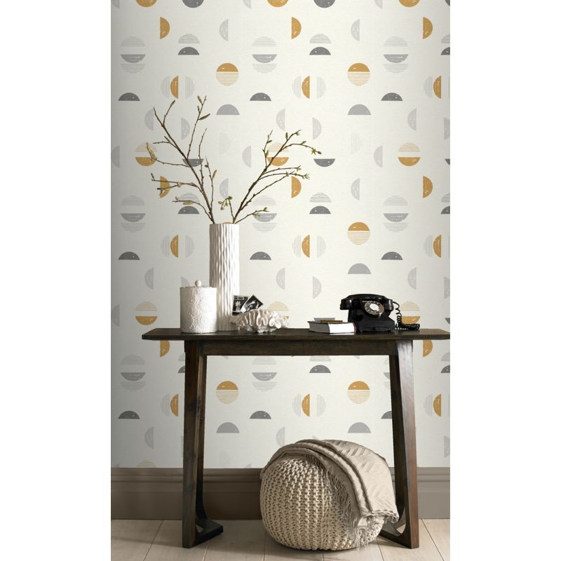 Papier peint expansé sur intissé graphique gris et camel POP SQUIRCLE - Géométrique par Rasch - 500554