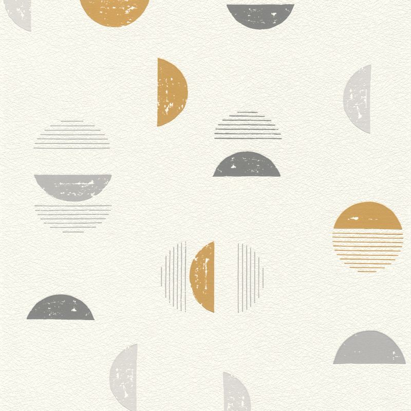 Papier peint expansé sur intissé graphique gris et camel POP SQUIRCLE - Géométrique par Rasch - 500554