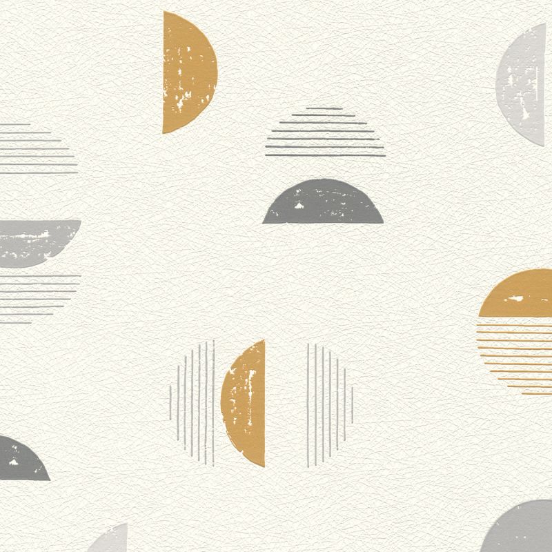 Papier peint expansé sur intissé graphique gris et camel POP SQUIRCLE - Géométrique par Rasch - 500554