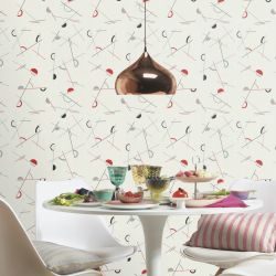 Papier peint expansé sur intissé graphique rouge et noir MEMPHIS - Géométrique par Rasch - 639940