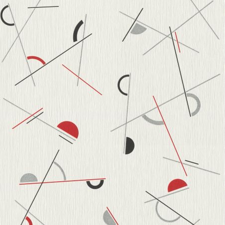 Papier peint expansé sur intissé graphique rouge et noir MEMPHIS - Géométrique par Rasch - 639940