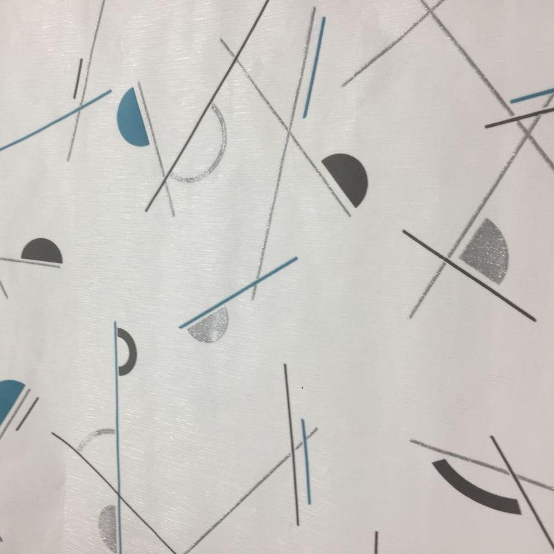 Papier peint expansé sur intissé graphique turquoise et noir MEMPHIS - Géométrique par Rasch - 639933