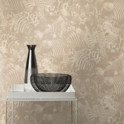 Papier peint vinyle sur intissé animal lin et beige SAFARI - Kalahari par Rasch - 704716