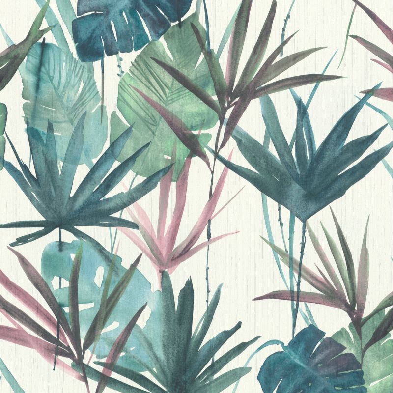 Papier peint vinyle sur intissé floral rose et vert BOTANIQUE - Barbara 2 par Rasch - 536423