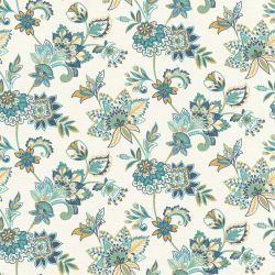 Papier peint vinyle sur intissé floral vert et bleu PERSE - Fleur par Rasch - 466737