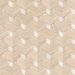 Papier peint vinyle sur intissé graphique beige et chêne clair PAILLE 3D - Géométrique par Rasch - 466201