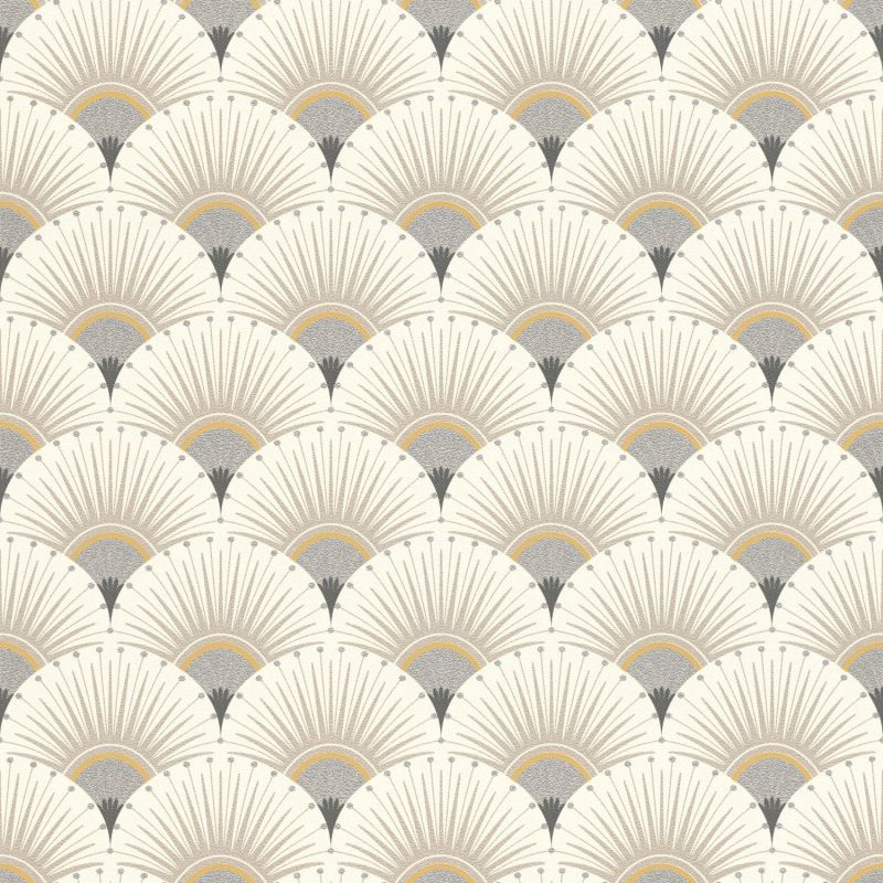 Papier peint vinyle sur intissé graphique doré et argenté PALMETTES - Géométrique par Rasch - 637649