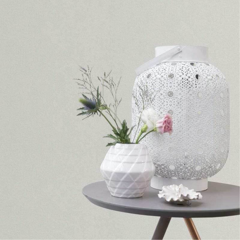 Papier peint vinyle sur intissé uni blanc BETON - Essentiel par Rasch - 489804