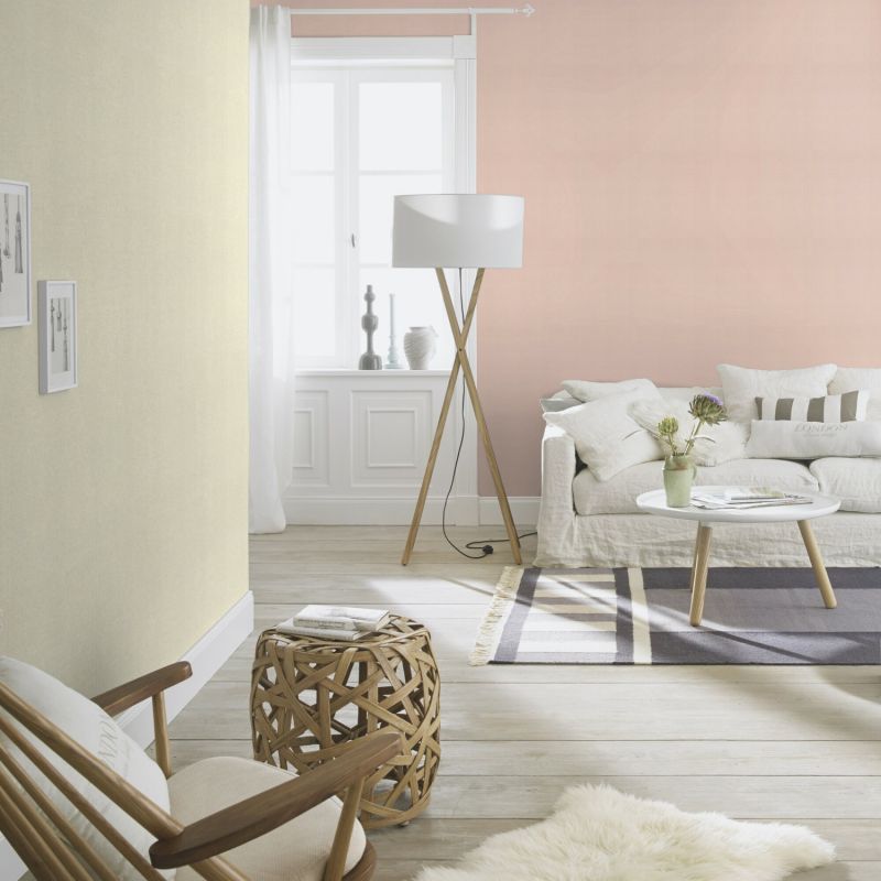 Papier peint vinyle sur intissé uni rose dragée BASIC - Essentiel par Rasch - 531350