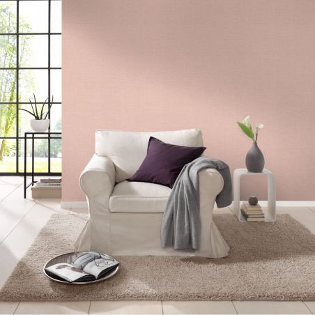 Papier peint vinyle sur intissé uni rose dragée BASIC - Essentiel par Rasch - 531350