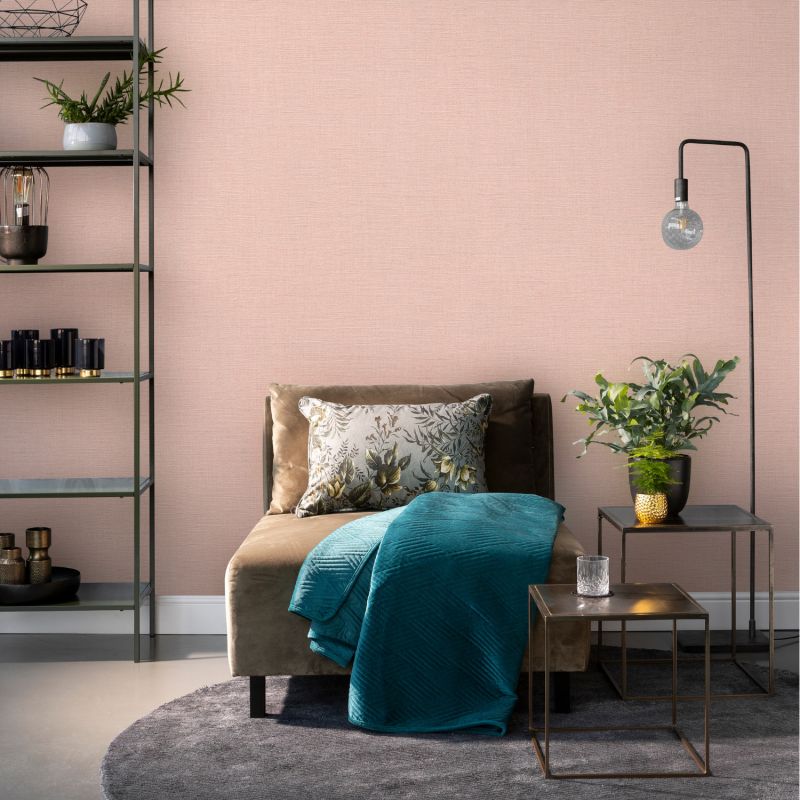 Papier peint vinyle sur intissé uni rose dragée BASIC - Essentiel par Rasch - 531350