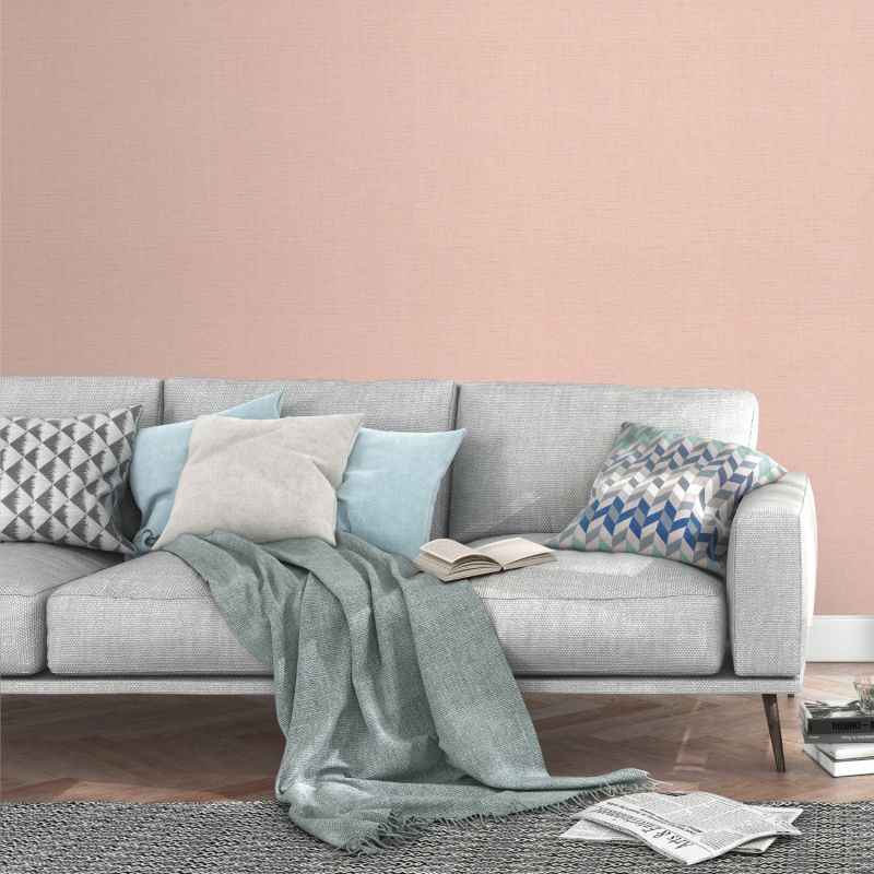 Papier peint vinyle sur intissé uni rose dragée BASIC - Essentiel par Rasch - 531350