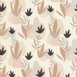 Papier peint vinyle sur intissé végétal beige et noir ALOE VERA - Fleur par Rasch - 463446