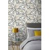 Papier peint vinyle sur intissé végétal noir et ocre MATISSE - Fleur par Rasch - 465686