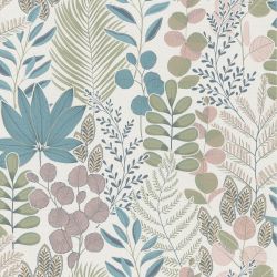 Papier peint vinyle sur intissé végétal vert et rose FOUGERE - Fleur par Rasch - 465310