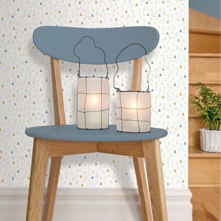 Papier peint standard graphique bleu et moutarde TRIANGLE - Géométrique par Ugepa - 54071