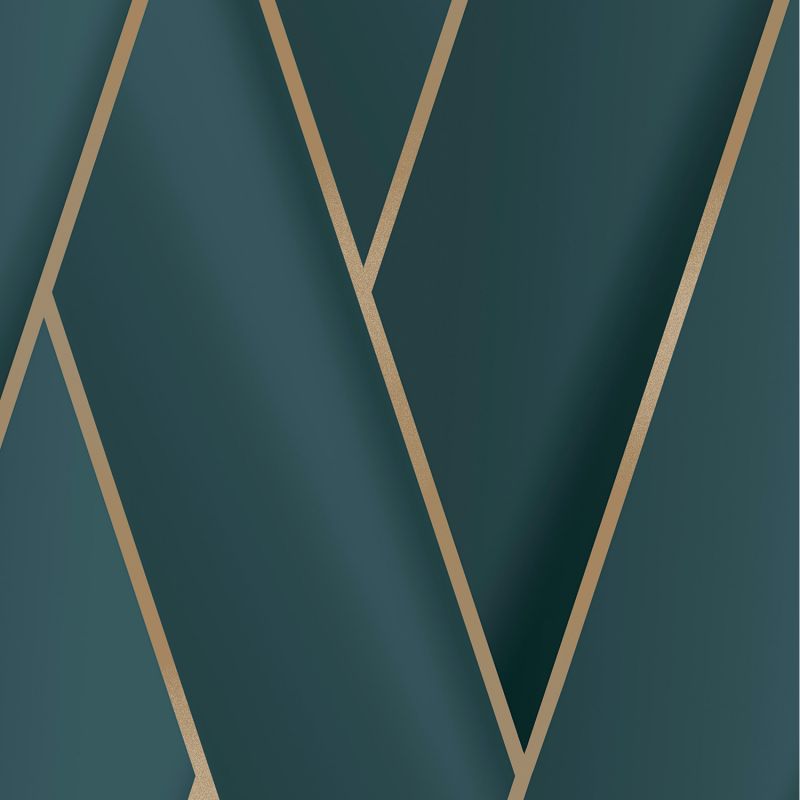 Papier peint expansé sur intissé graphique bleu canard et doré CHEVRON XL - Géométrique par Ugepa - M34804